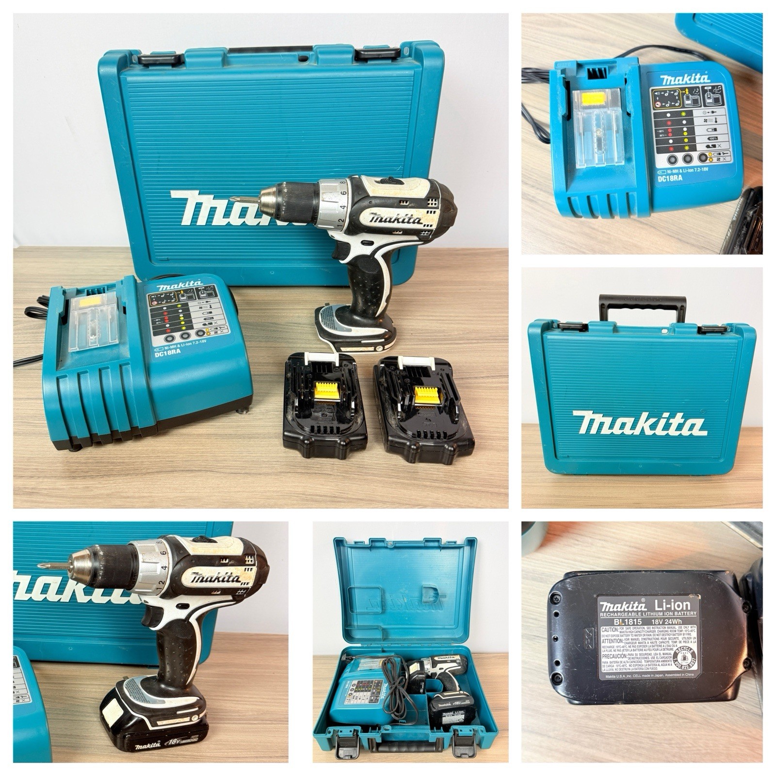SEE VIDEO! Makita BDF452 Cordless Drill W/ Charger Case Two 18V BL1815 Batteries