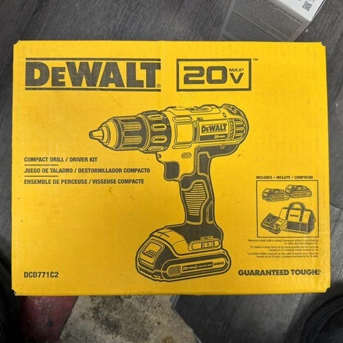 NEW DEWALT DCD771C2 20V Max Cordless Drill Driver Set Charger Contractor Bag