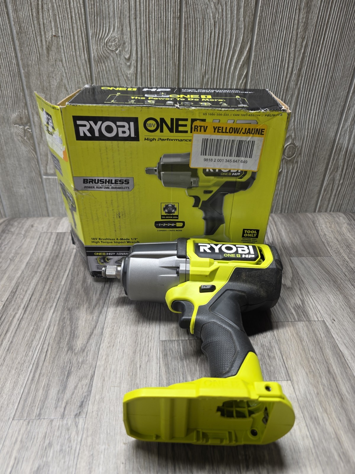 RYOBI PBLIW01B ONE+ HP 18V Brushless 4-Mode 1/2&Prime; High Torque Impact Wrench