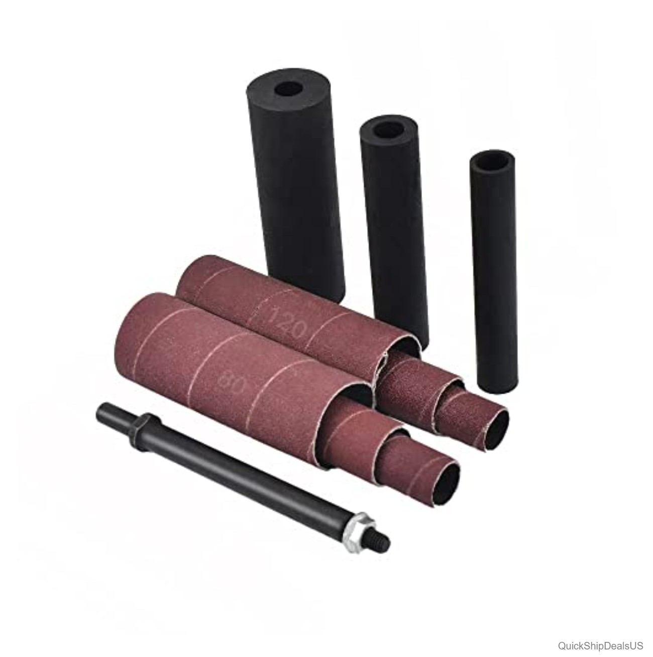 Spindle Sander Adaptor Kit 4-1/2 Inch Rubber Sanding Drums 3 Piece 80 120 Grit