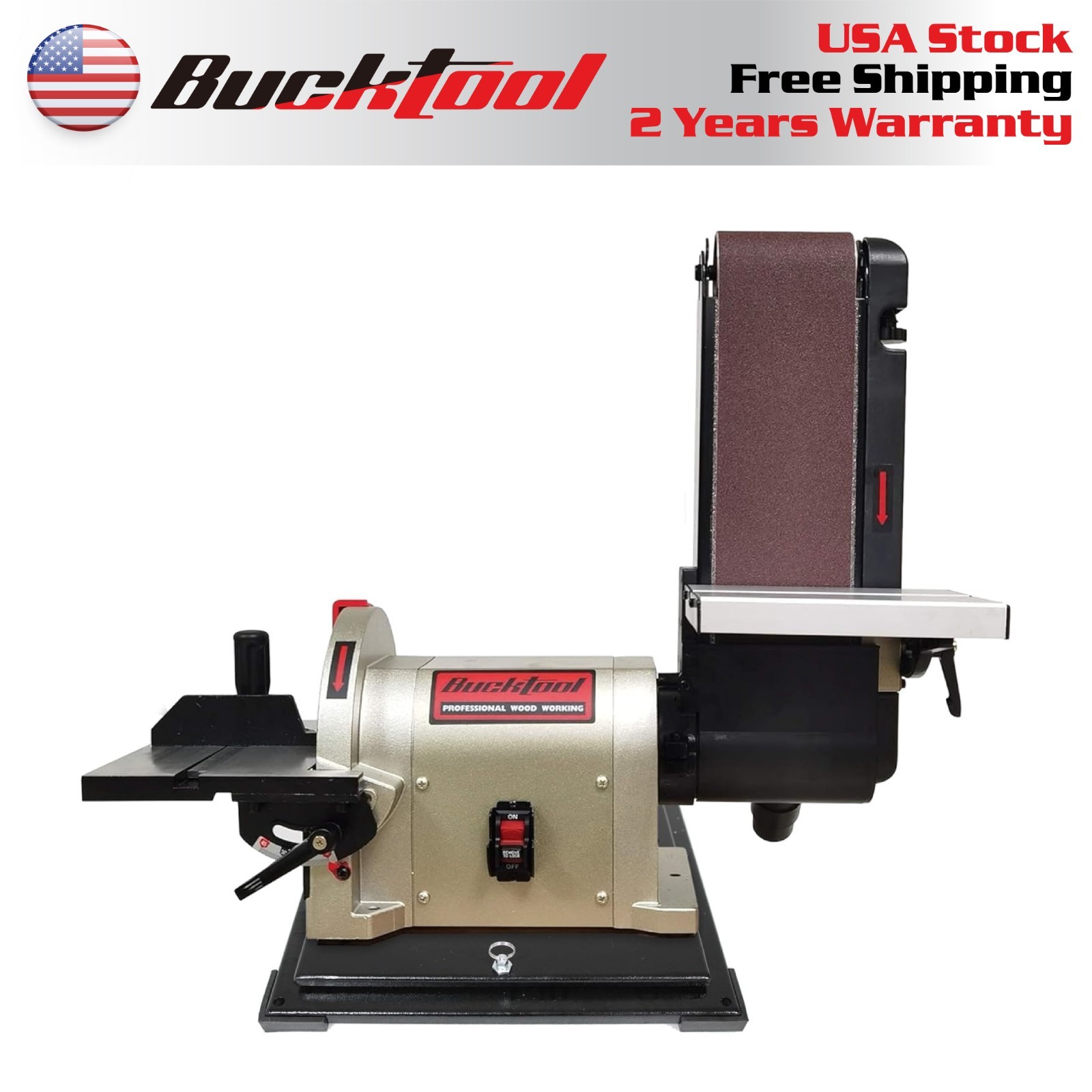 BUCKTOOL 4″x36″ Belt Sander& 8″ Disc Bench Sander with 3/4 HP Direct-Drive Motor