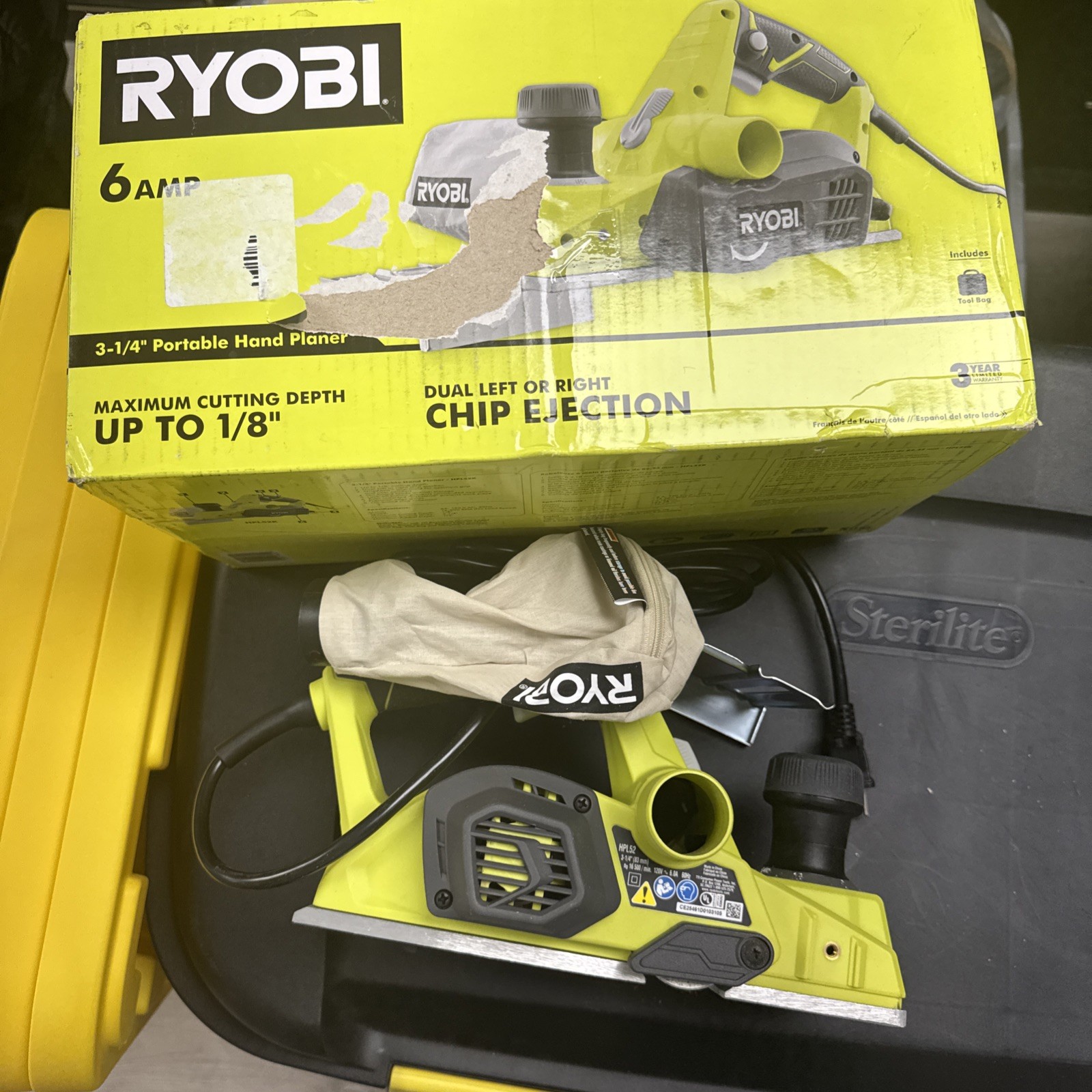 RYOBI 6 Amp Corded Hand Planer 3-1/4 In Dust Bag Carry Bag Open Box New