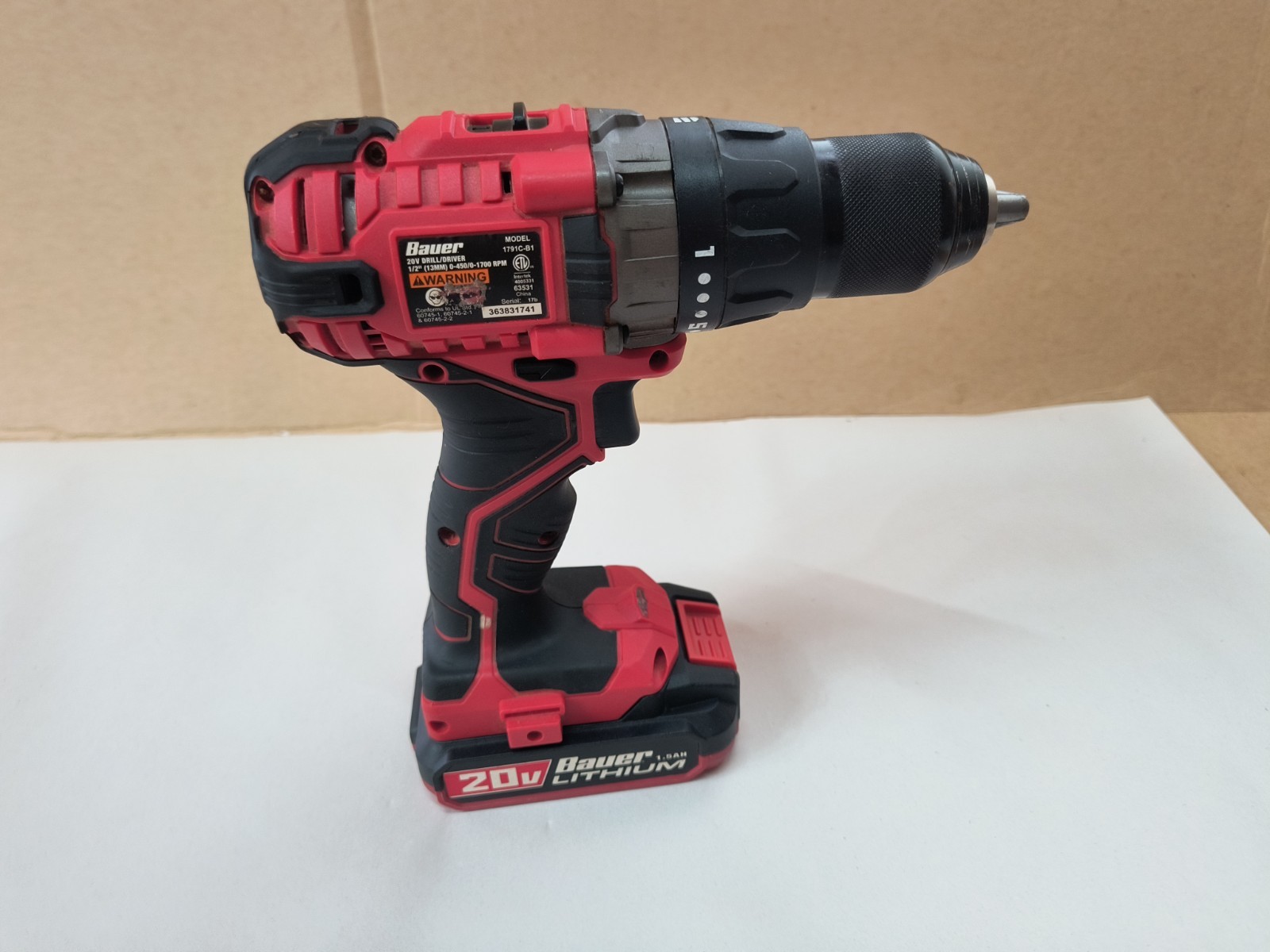 New Bauer 1791C-B1 20v 1/2&Prime; Drill Driver w/ Battery *No Charger