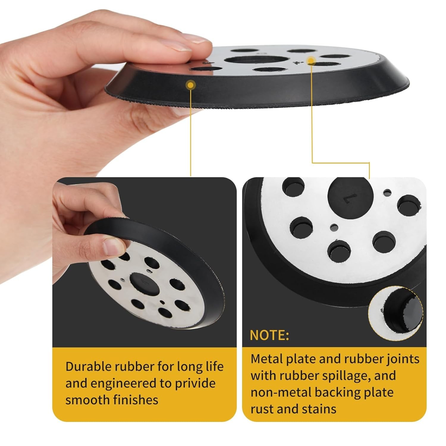 Sander Pad for Dewalt, 2 Pack 5&Prime; 8 Hole Hook and Loop Orbital Sander Metal Pad