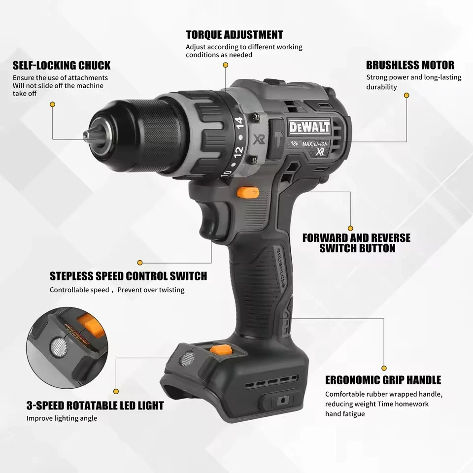 DEWALT 85M 20V Brushless Cordless 3-Mode Hammer Drill Driver Power Tool