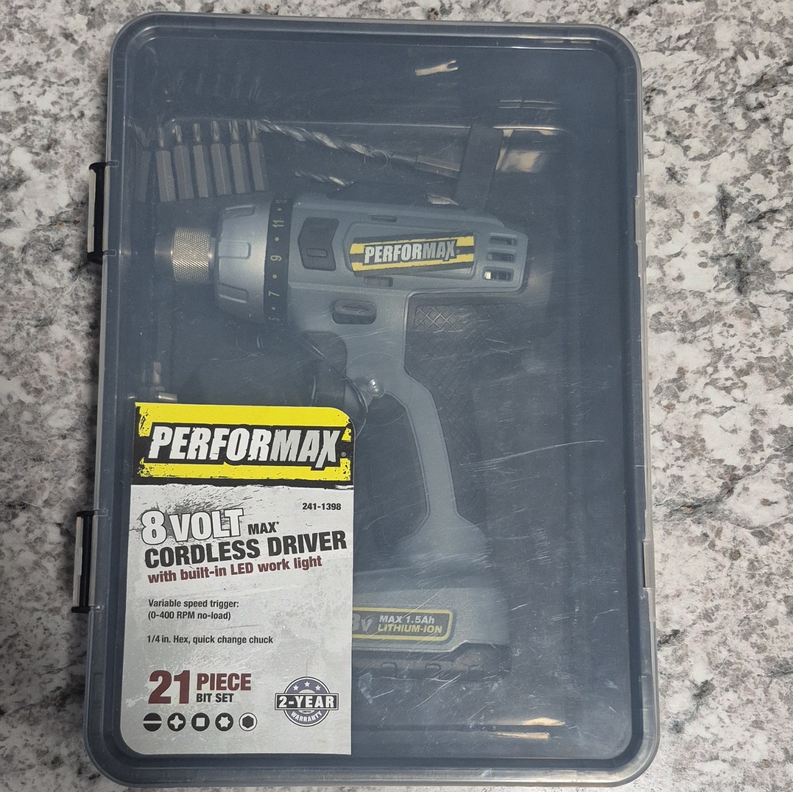 Performax 8V Max 1.5Ah Li-Ion Compact Drill/Driver Kit w/ Charger Case