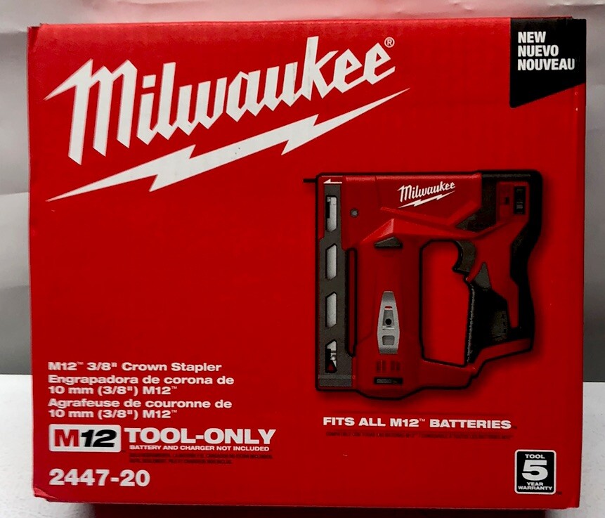 Milwaukee 2447-20 M12 12V Cordless 3/8&Prime; Lithium-Ion Crown Stapler, Bare Tool