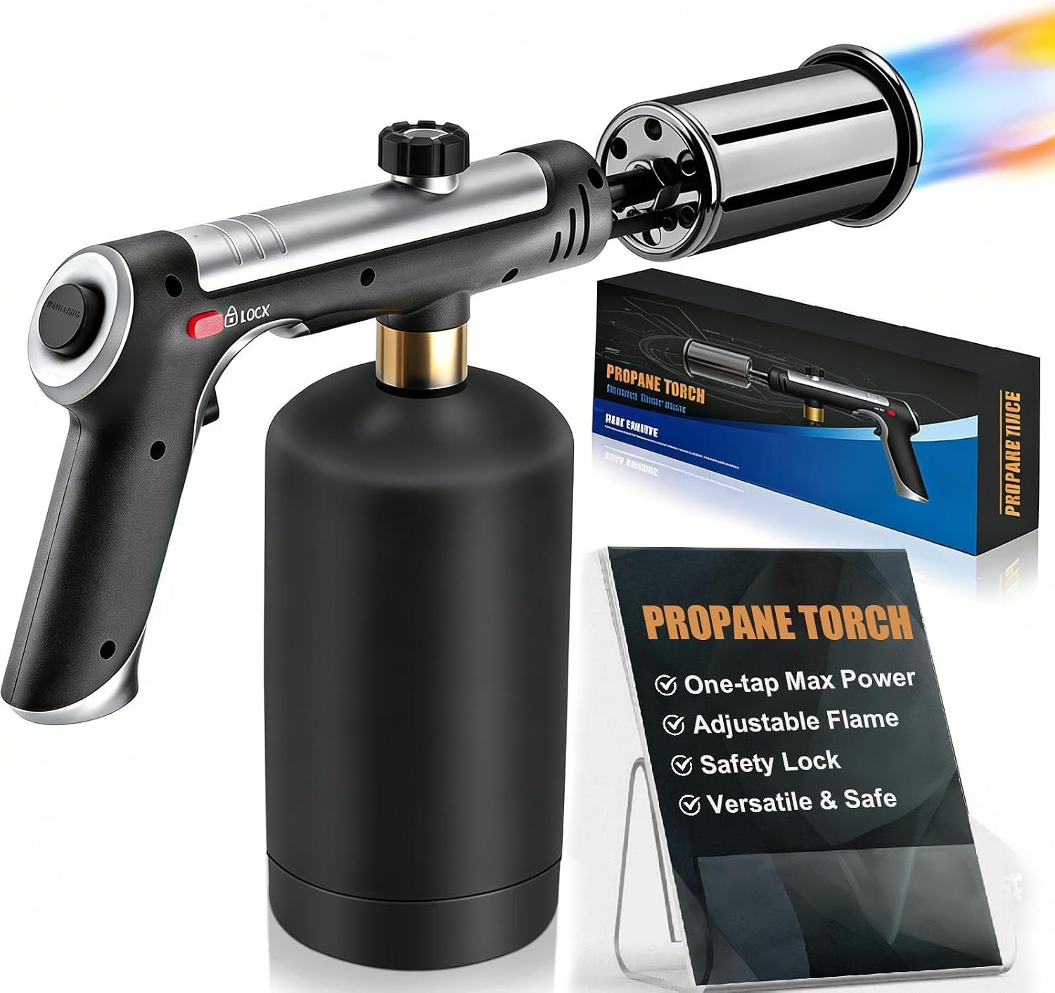Muphop Powerful Propane Torch Gun, Flamethrower Gun with Adjustable Flame, Bl…
