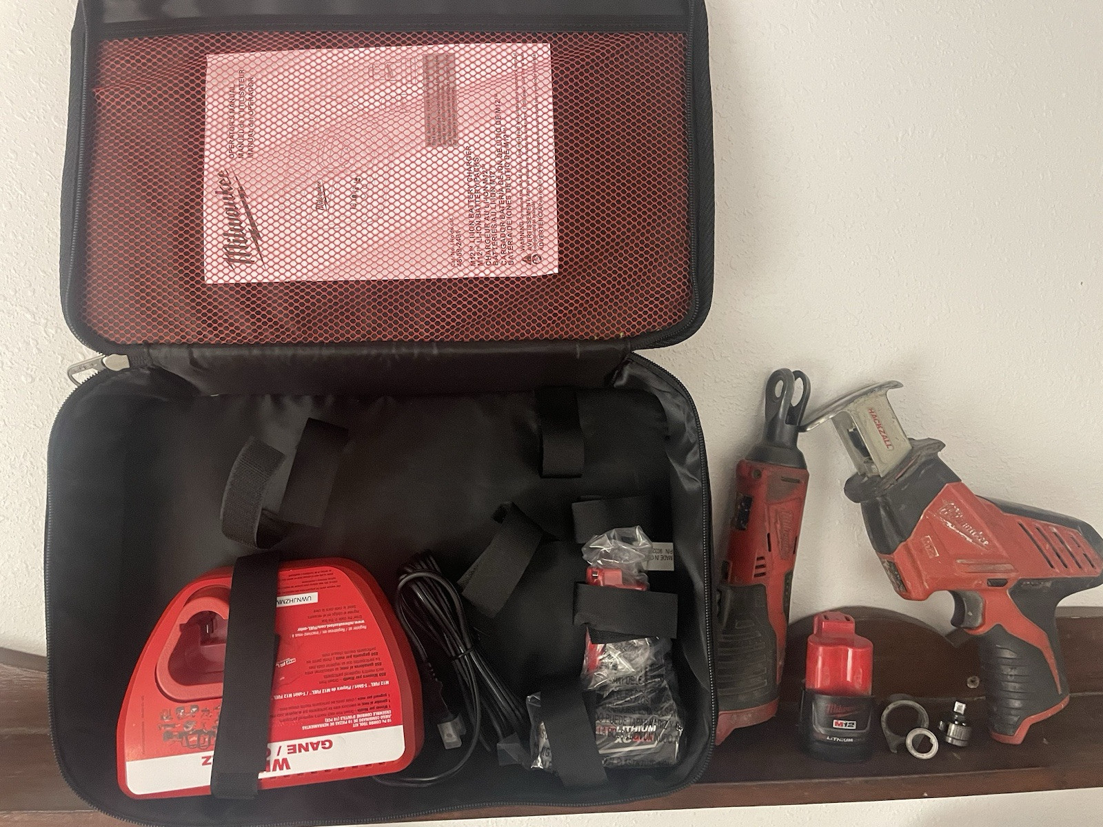 Milwaukee M12 12v NEW XC 4.0 Battery Case Charger + OLD Hackzall + PARTS Ratchet