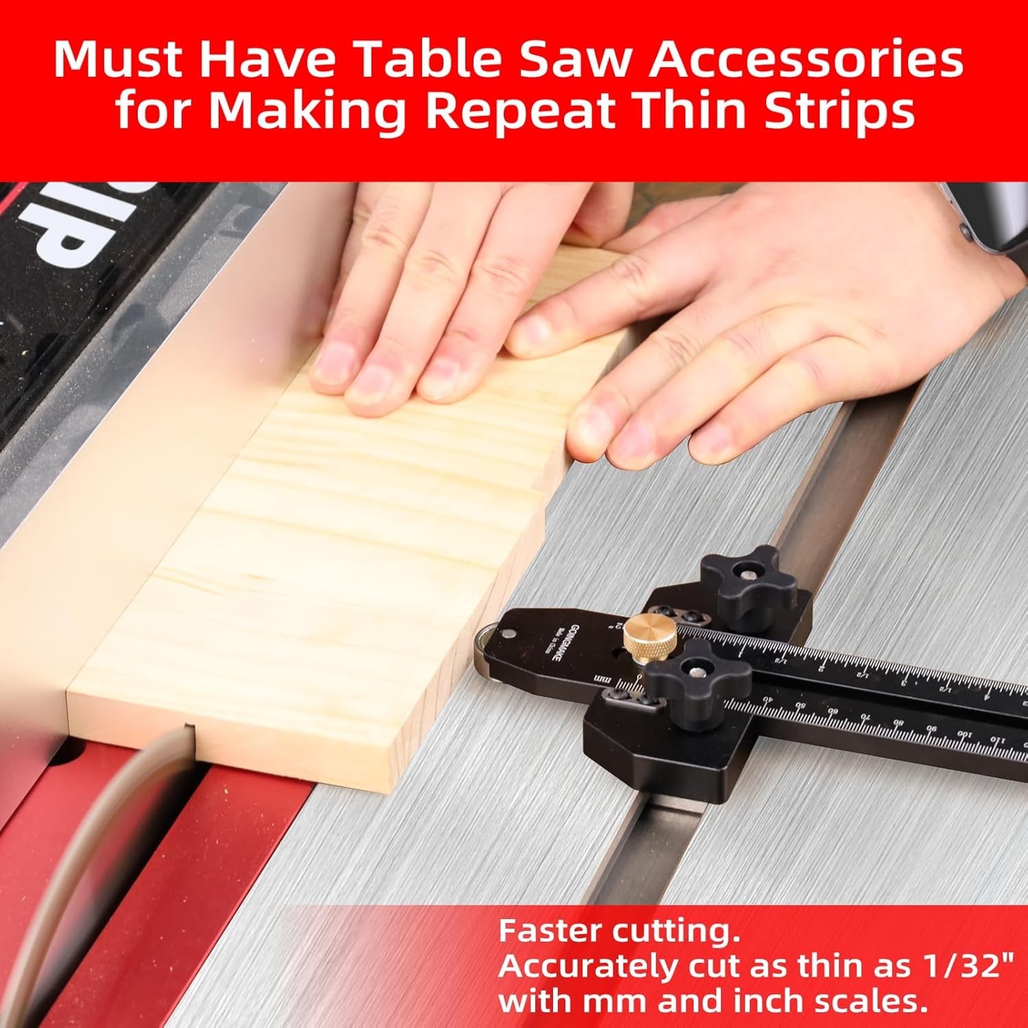 Aluminum Thin Rip Jig for Table & Band Saws – Adjustable for Precision Cuts