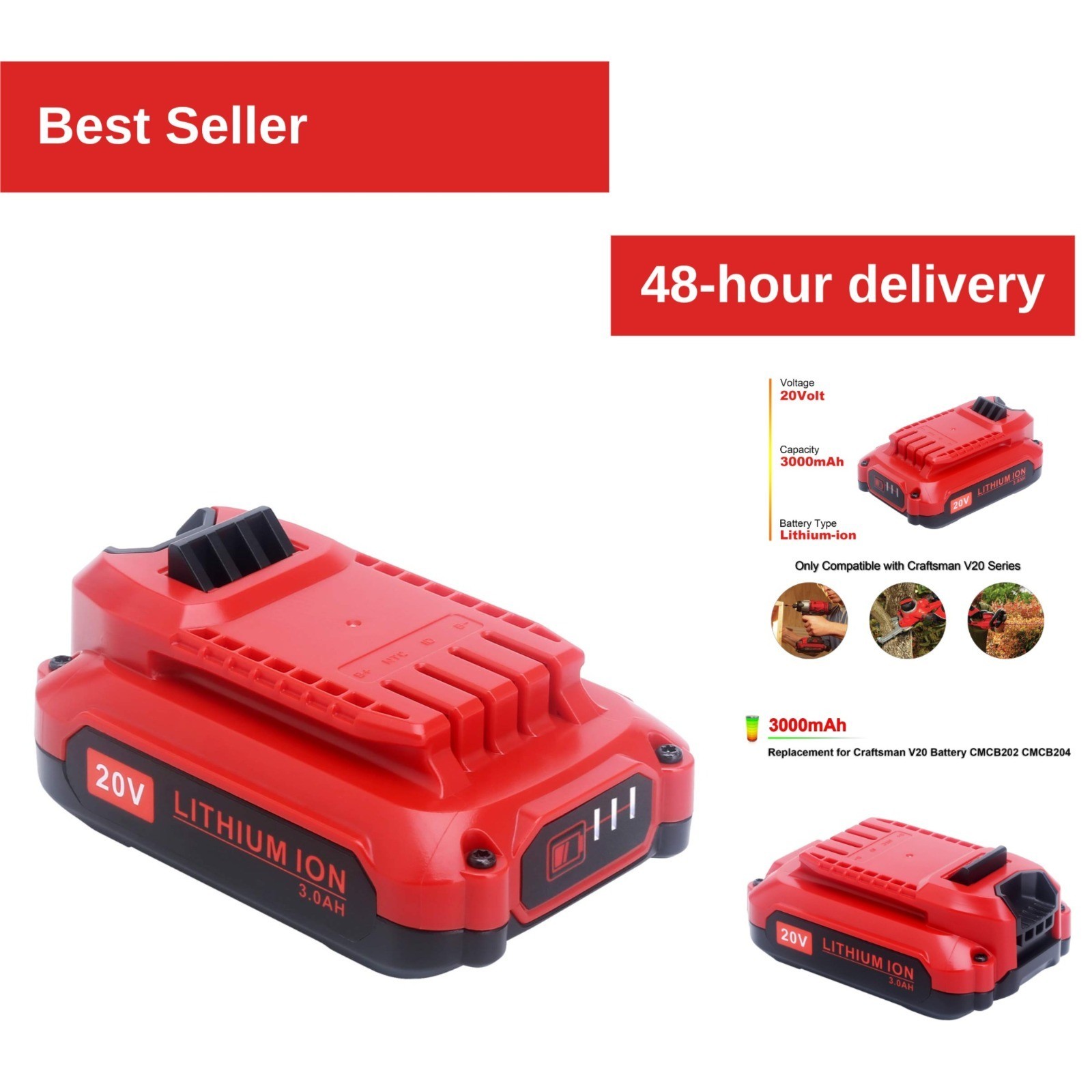 ELEFLY 20V Lithium Ion Battery Compatible with Craftsman V20 Tools