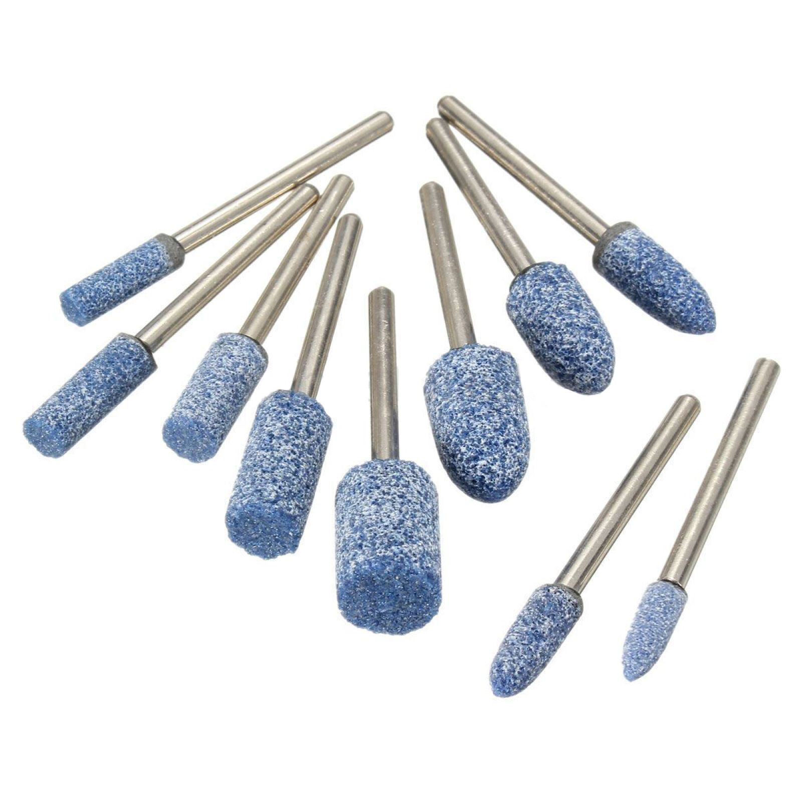 10Pack 1/8&Prime; Abrasive Mounted Grinding Stone Rotary Tool Set Wheel Head Dremel n
