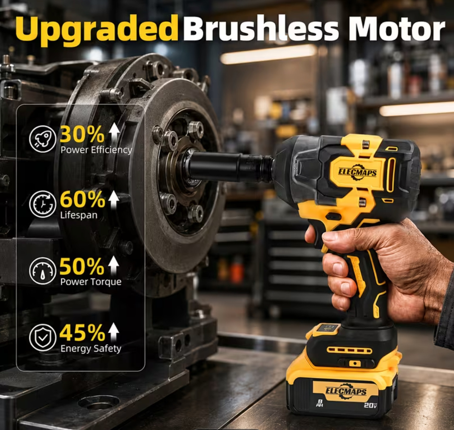 Cordless Impact Wrench Compatible With DeWalt 20V MAX Battery, 443 Ft-lb (600Nm)