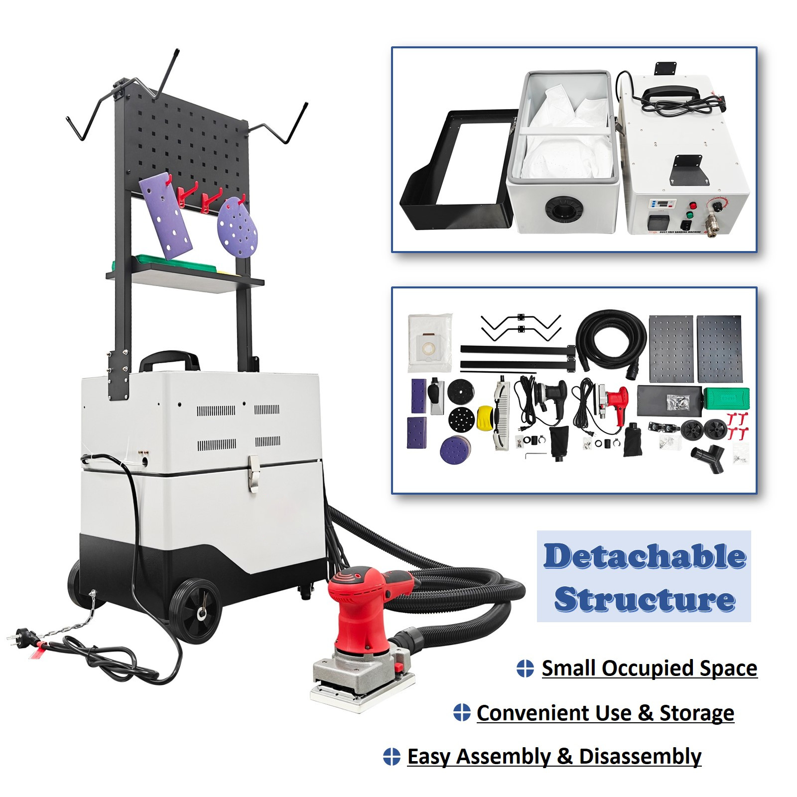50L Dust Free Sanding Machine 220V Electric Grinding and Vacuuming Machine 65dB