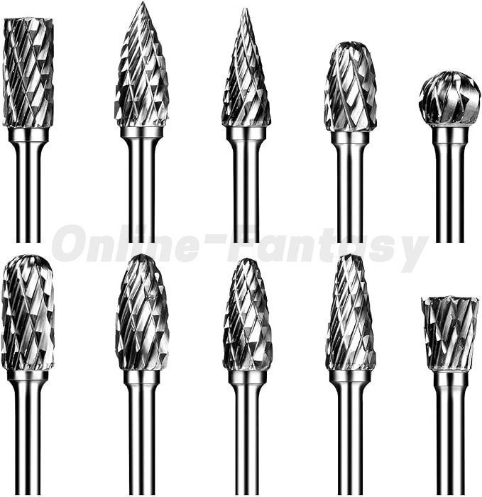 10 PCS 1/8&Prime; Tungsten Carbide Cutting Carving Rotary Burr Bit Set For Dremel Tool