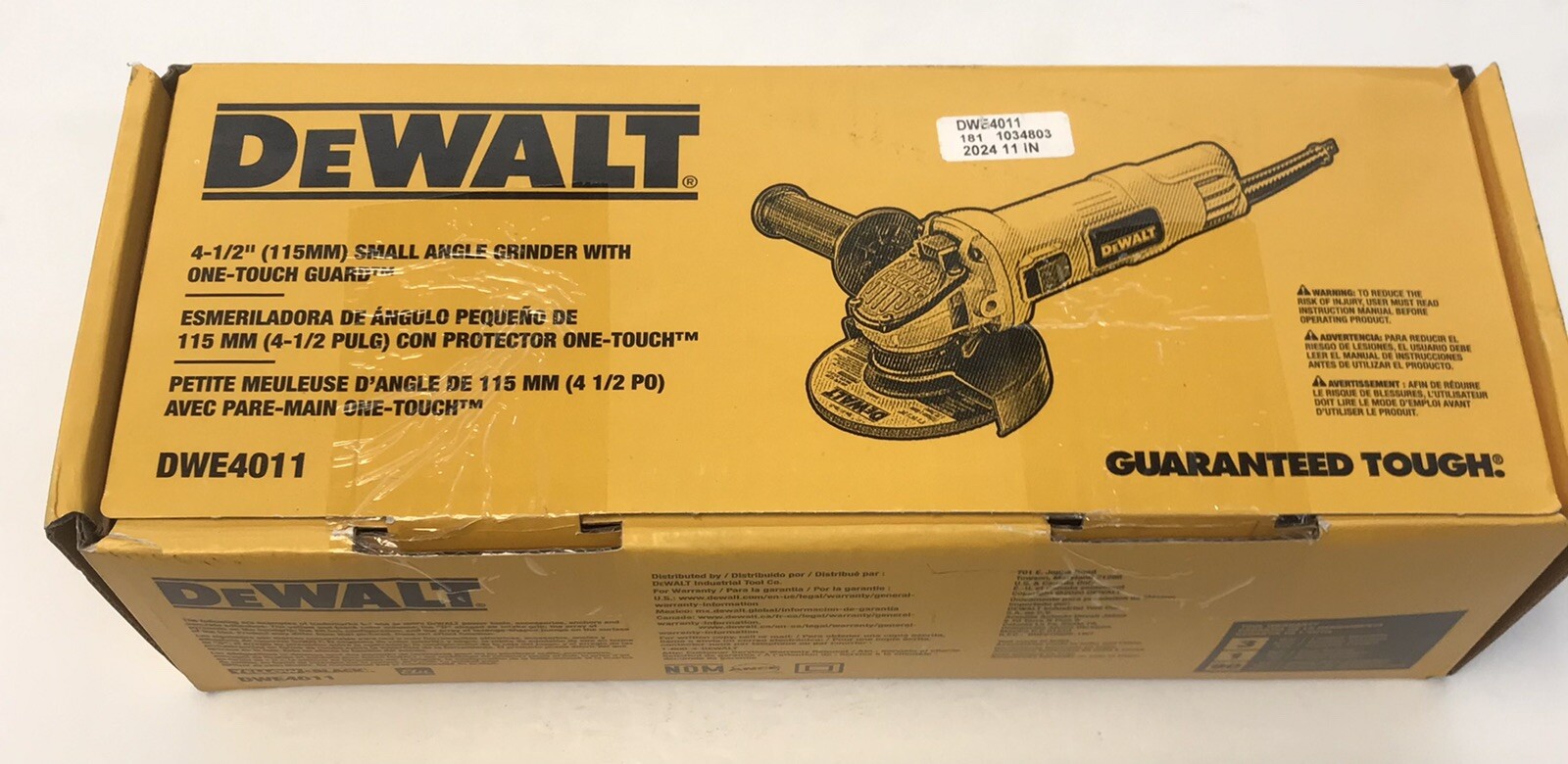 DEWALT Angle Grinder, One-Touch Guard, 4-1/2 -Inch (DWE4011)