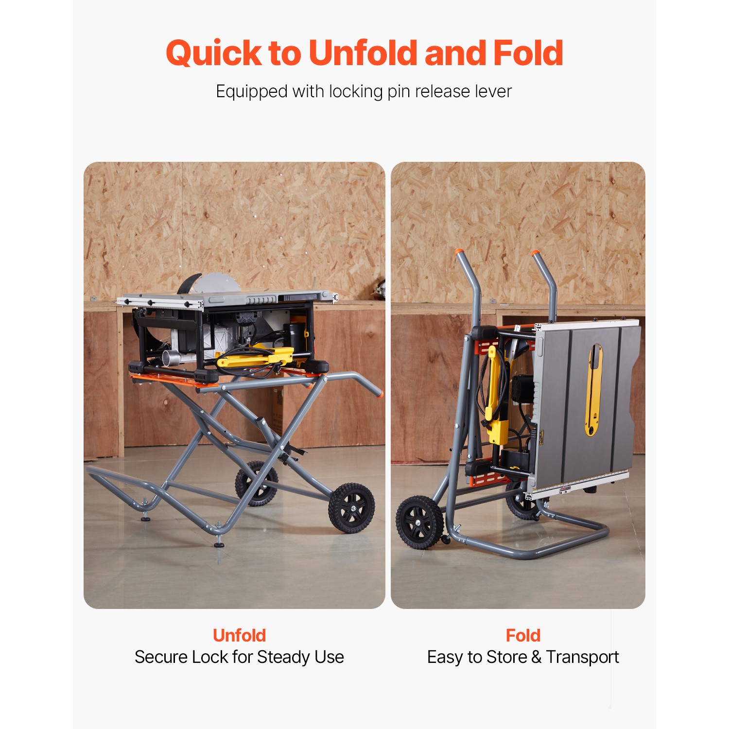 Uimoso Rolling Foldable Table Saw Stand with 350 lbs Capacity
