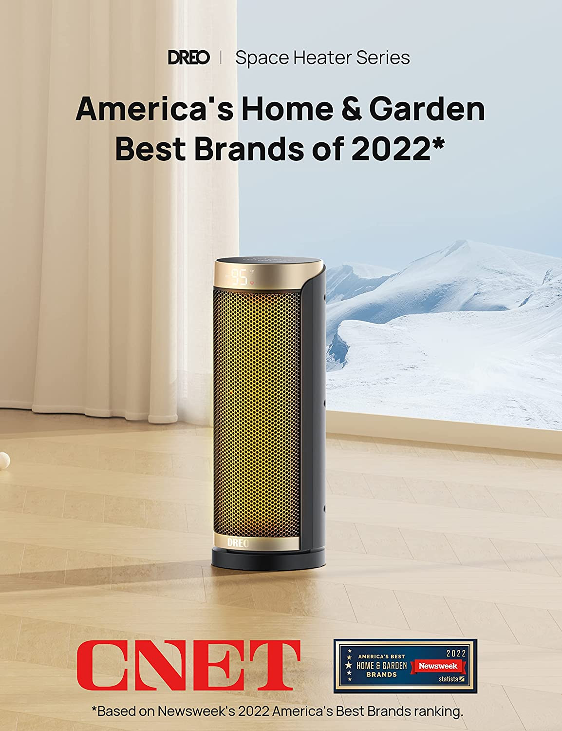 Space Heater 1500W PTC Heaters for Indoor Use Remote,70° Oscillation 1-12H Timer