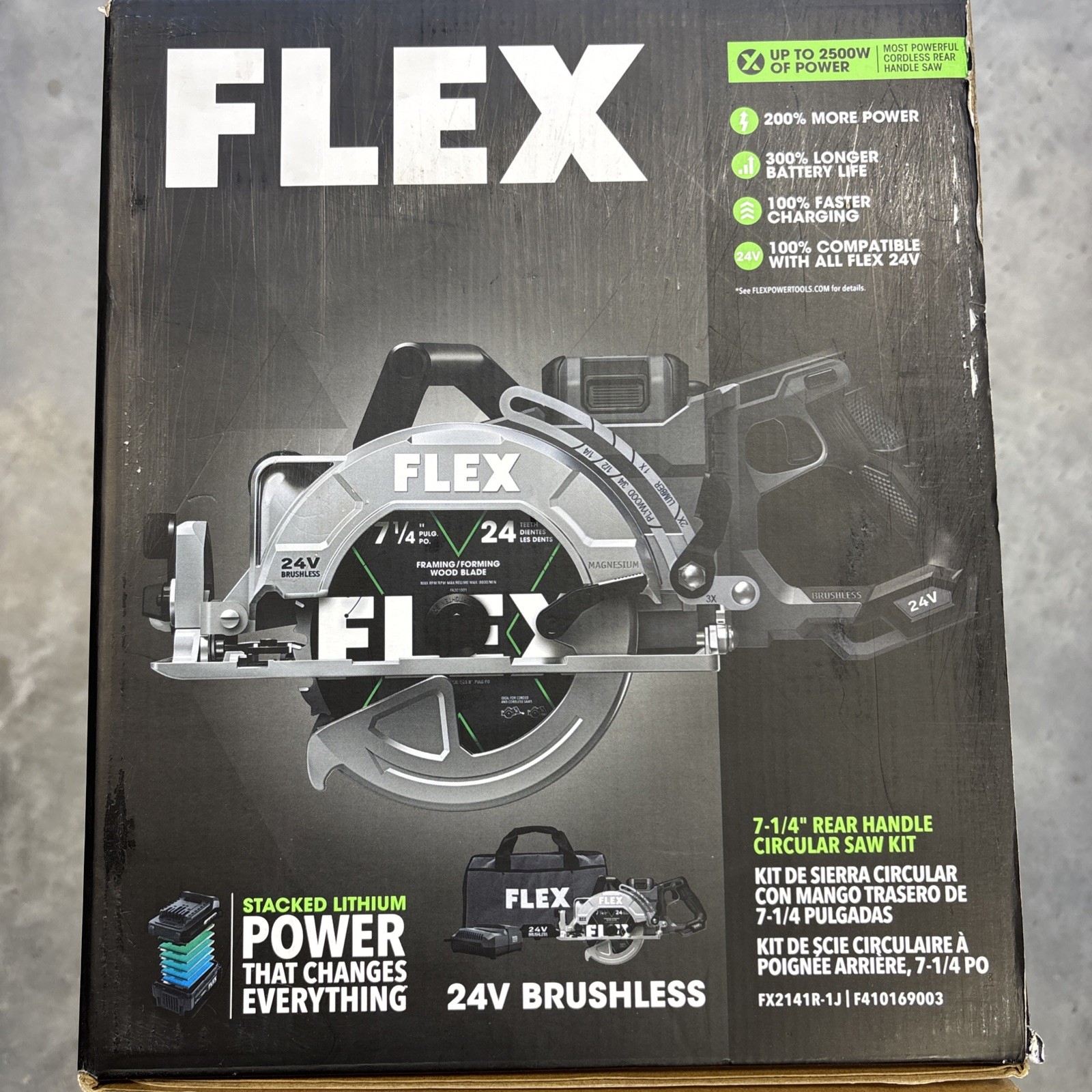 Flex 24-Volt 7-1/4-in Brushless Rear Handle Circular Saw Kit. FX2141R-1J. New