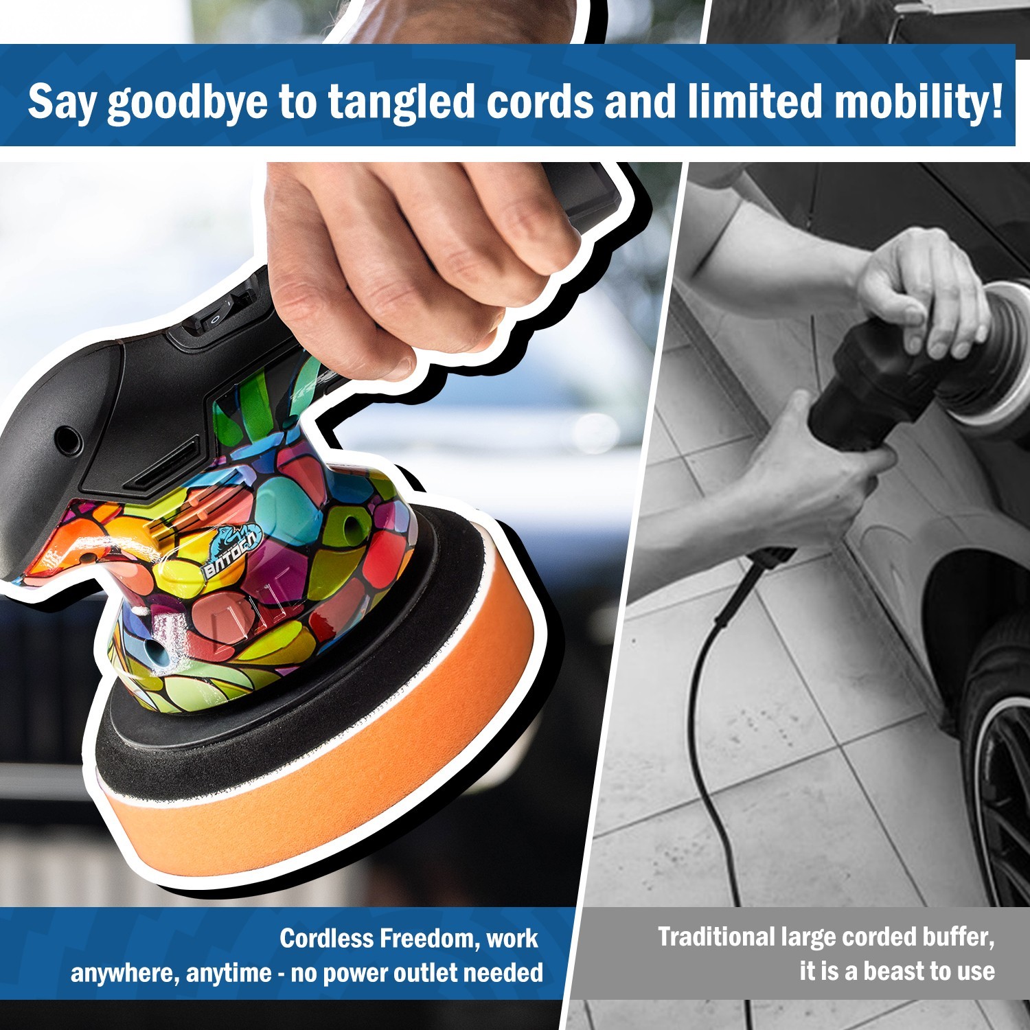 BATOCA S3 Cordless Car Polisher Dual Action Buffer Polishing Machine 2 Battery