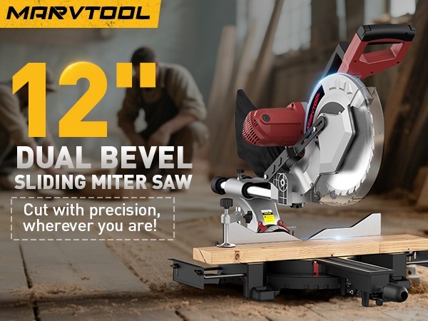 12-Inch Dual-Bevel Sliding Compound Miter Saw 15 Amp 0-45° with Extension Table