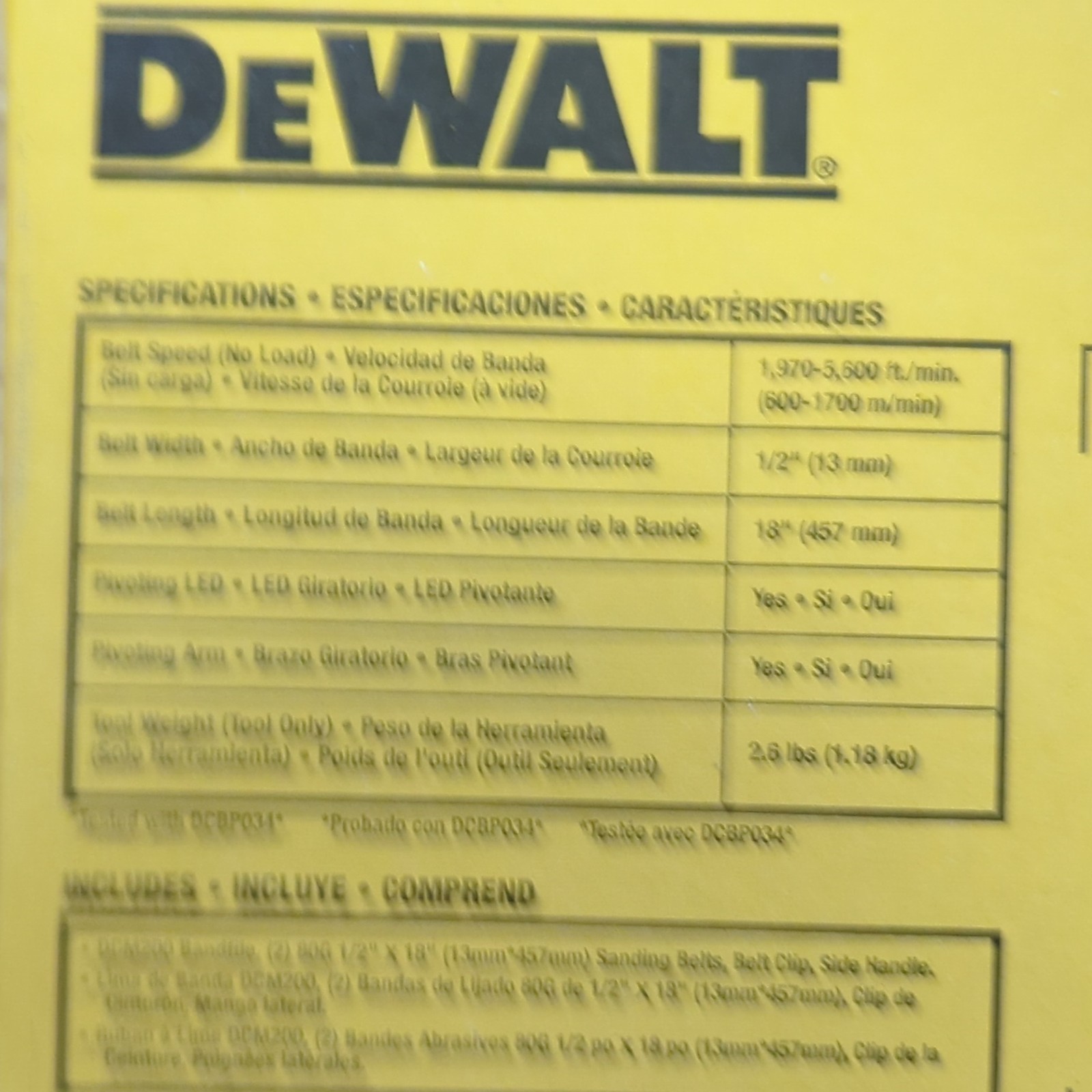 DEWALT XR 20V MAX Cordless Bandfile 18 in Tool Only DCM200B Yellow/Black