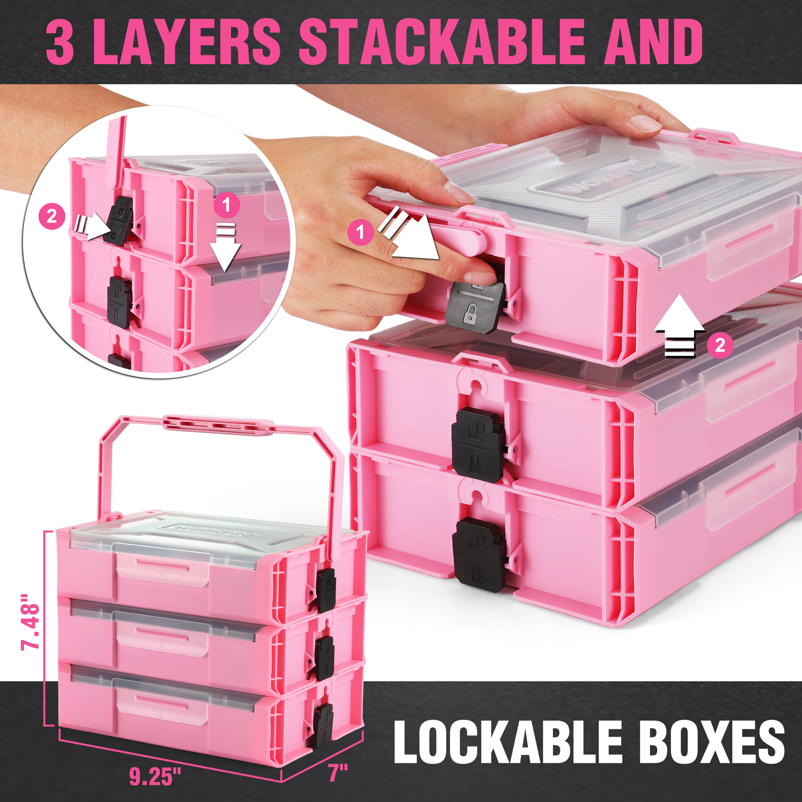 Pink Cordless Drill Driver with Toolbox 43PC wi/8V Lithium-ion Power Drill&Bits