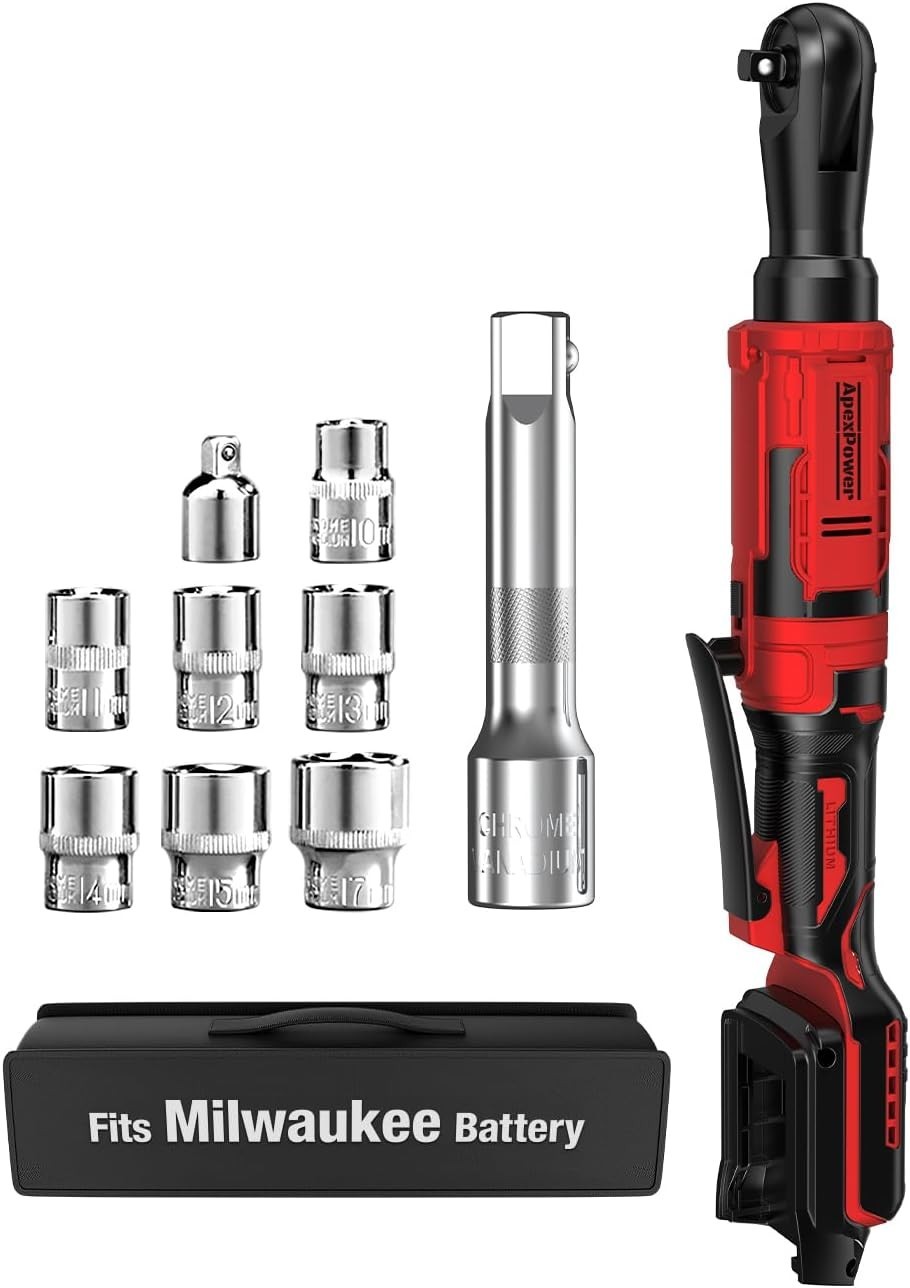 1/2 Inch Cordless Ratchet Wrench, for Milwaukee M18 Battery, 88Ft-Lbs, 0-400RPM,