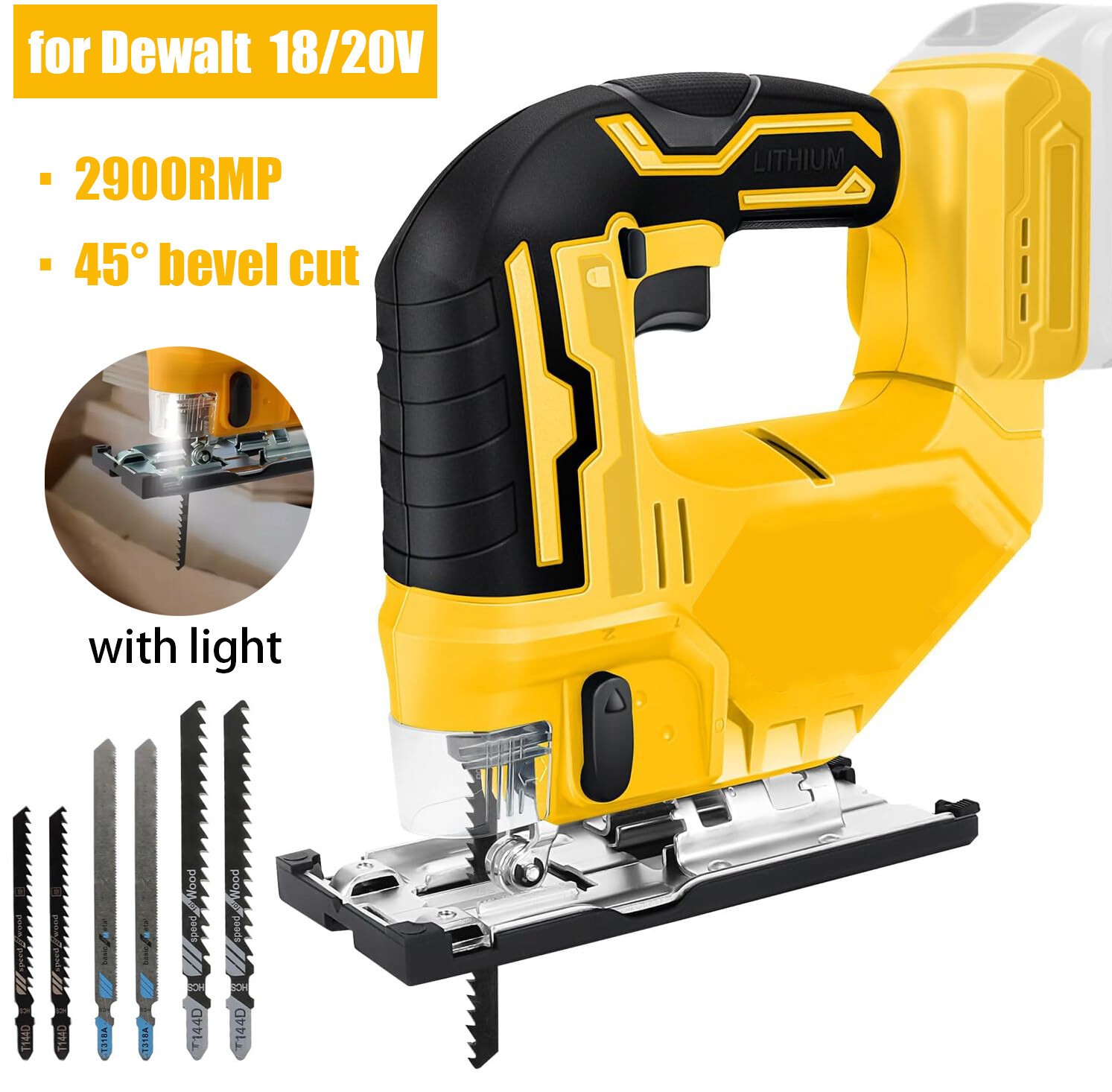 2X Jig saw compatible for Dewalt 20V Battery Cordless Jigsaw with LED Work Light