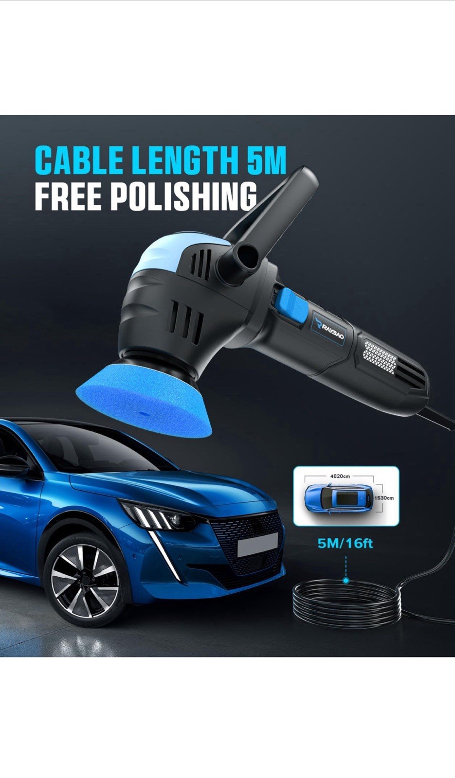 Raybao Buffer Polisher 2000-5500 RPM 120V 60Hz 750W 6.5Amps Model RC9517