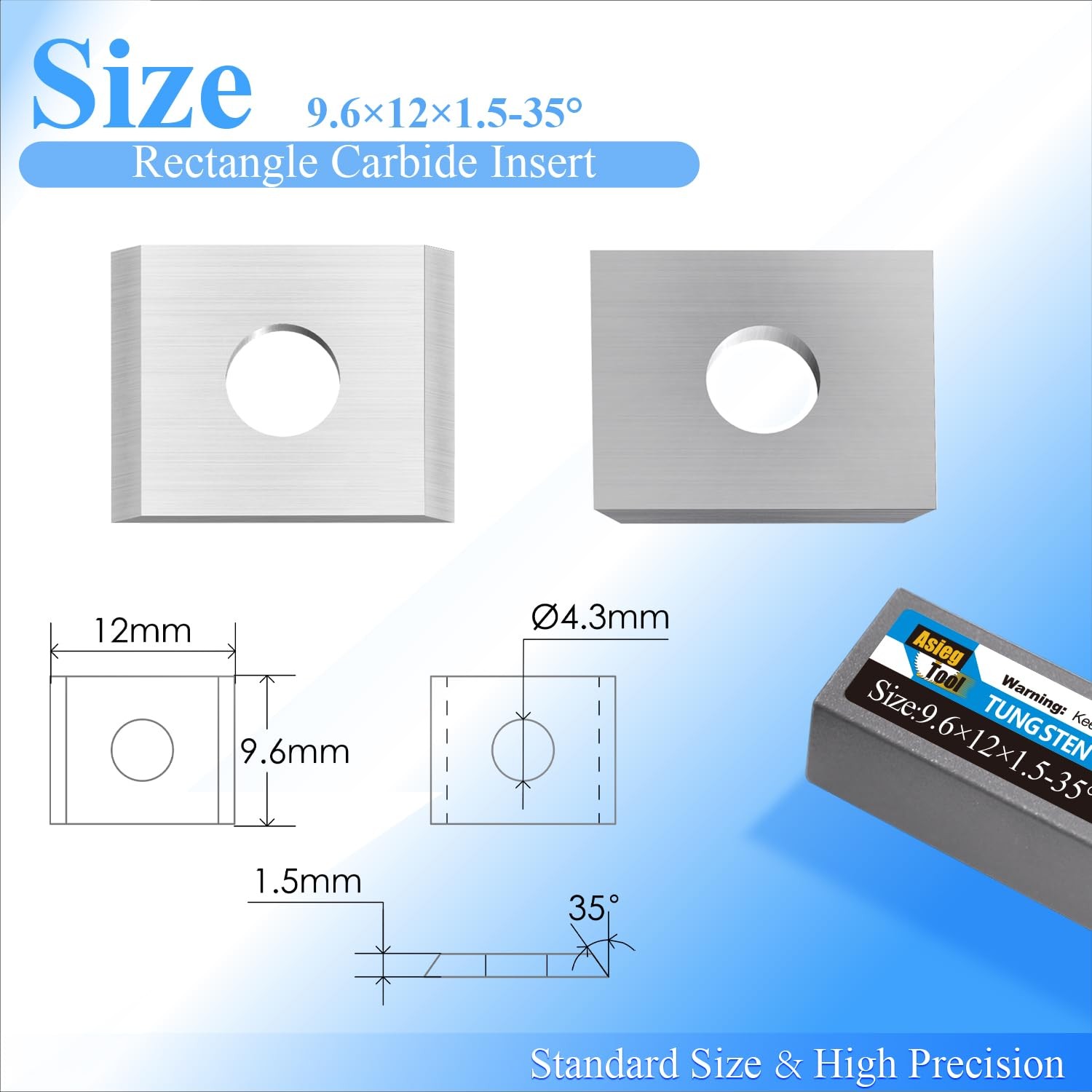 9.6x12x1.5mm-35° Rectangle Tungsten Carbide Cutter Inserts Blades for Router …