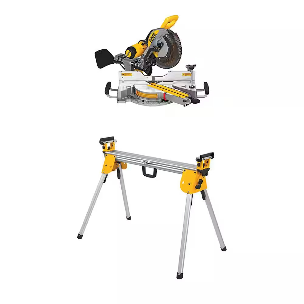 15 Amp Corded 12 In. Double Bevel Sliding Compound Miter Saw W/Blade Wrench, Mat
