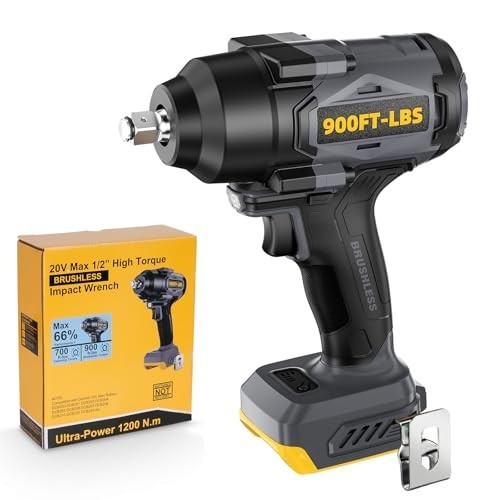 High Torque 1/2&Prime; Cordless Impact Wrench 900 Ft-lbs, 3-Speed Brushless Motor, Too