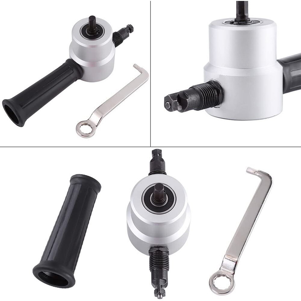 Double-Head Metal Sheet Nibbler Cutter Saw Power Drill Attachment Cutting Tool