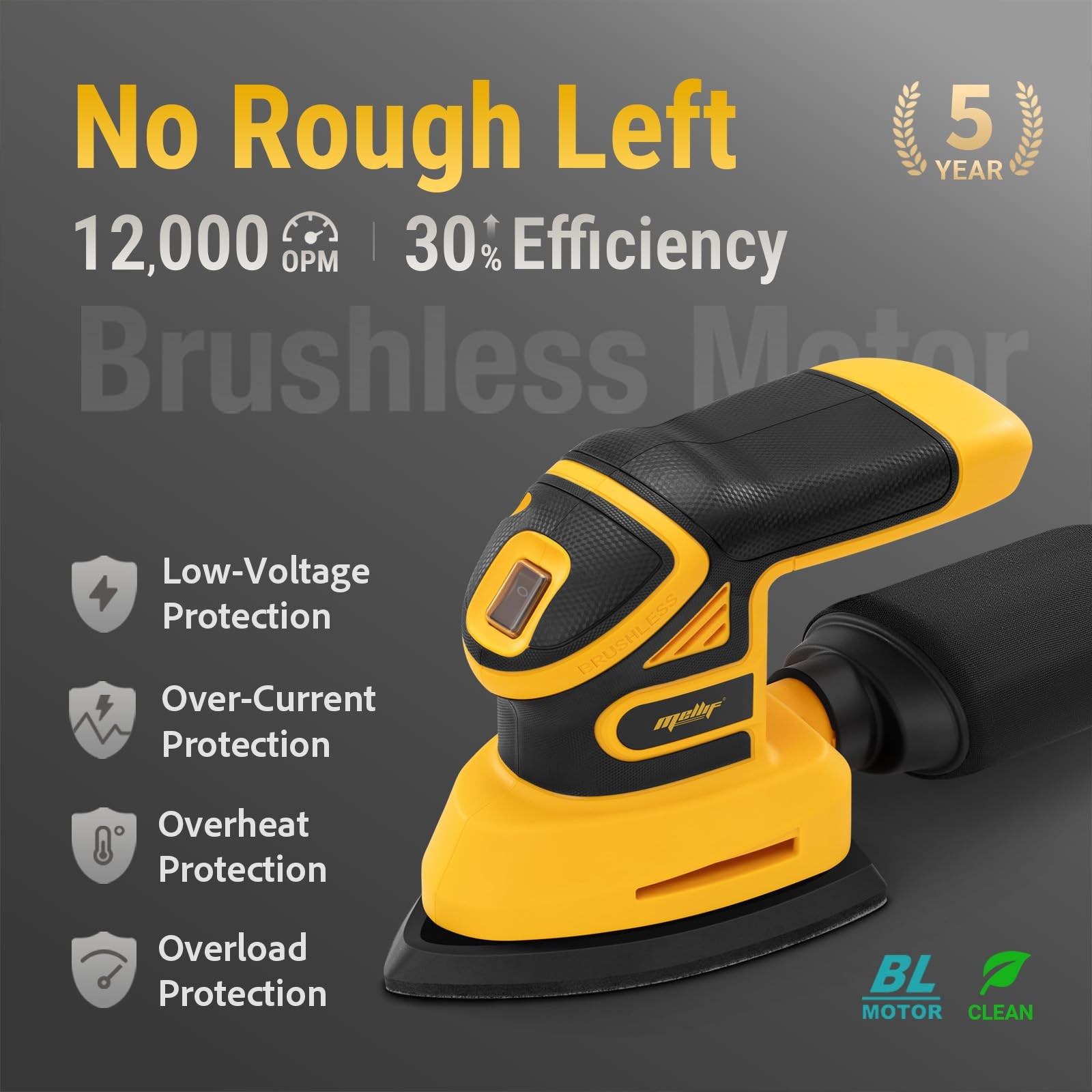 Detail Sander Brushless Cordless 12,000 OPM Compatible with Dewalt 20V MAX