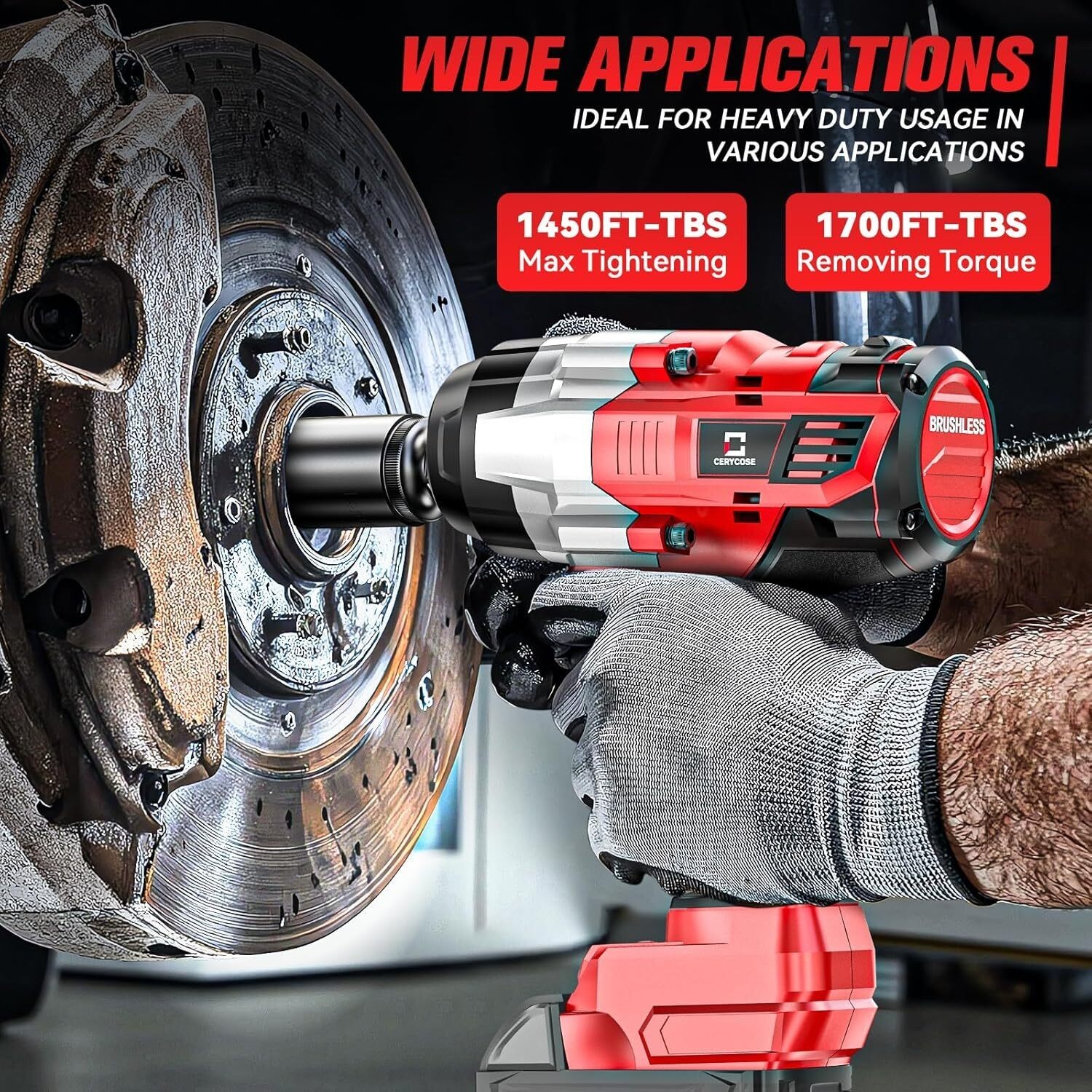 Cordless Impact Wrench 1/2 inch Compatible with Milwaukee 18V Battery: 1700FT-LB