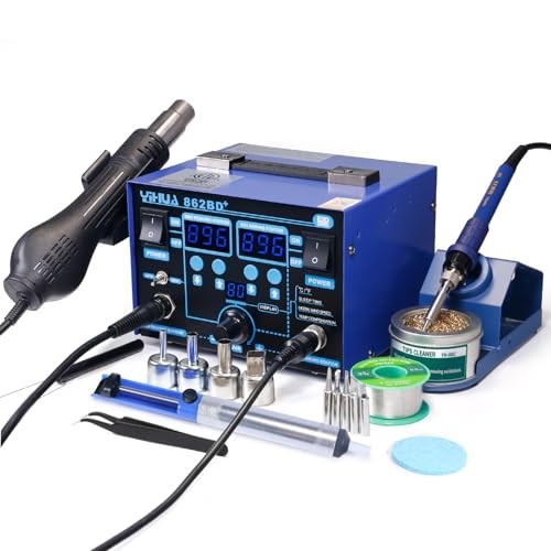 862BD+ SMD ESD Safe 2 in 1 Soldering Iron Hot Air Rework Station °F /°C with