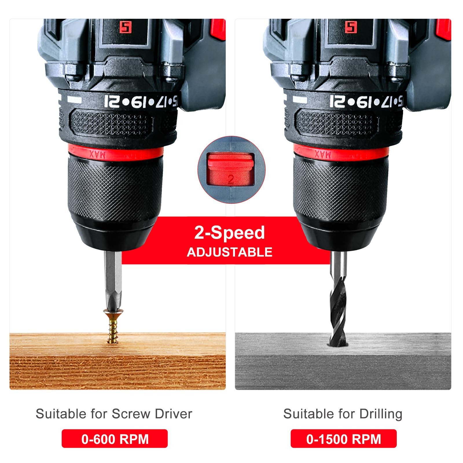 20V Cordless Brushless Power Drill, 443 In-lbs, 22 Torque Settings – Hammer Kit