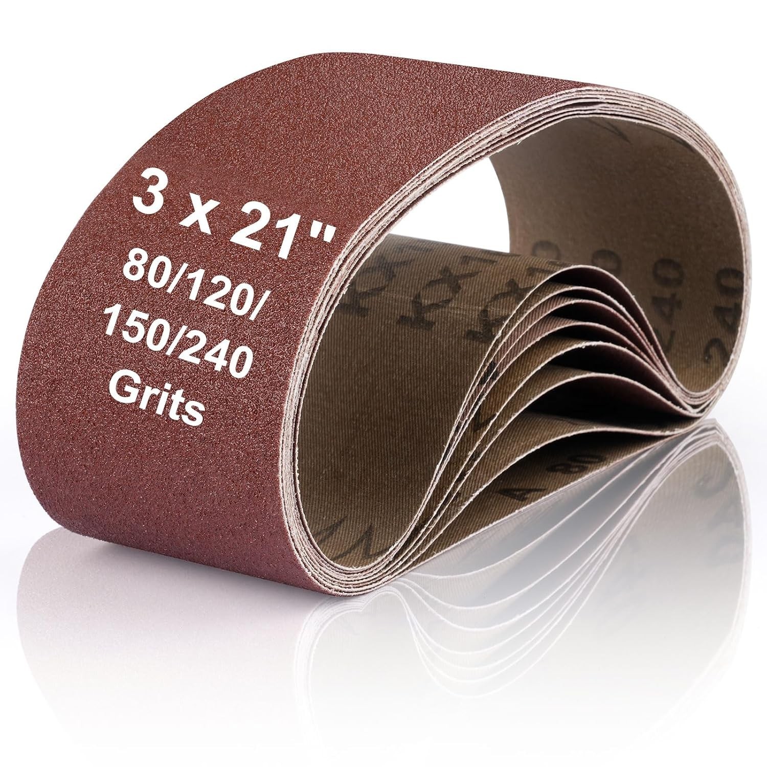 Belt Sander Sanding Belts 8 Pcs Aluminum Oxide 3×21 Inch Grits 80 120 150 240