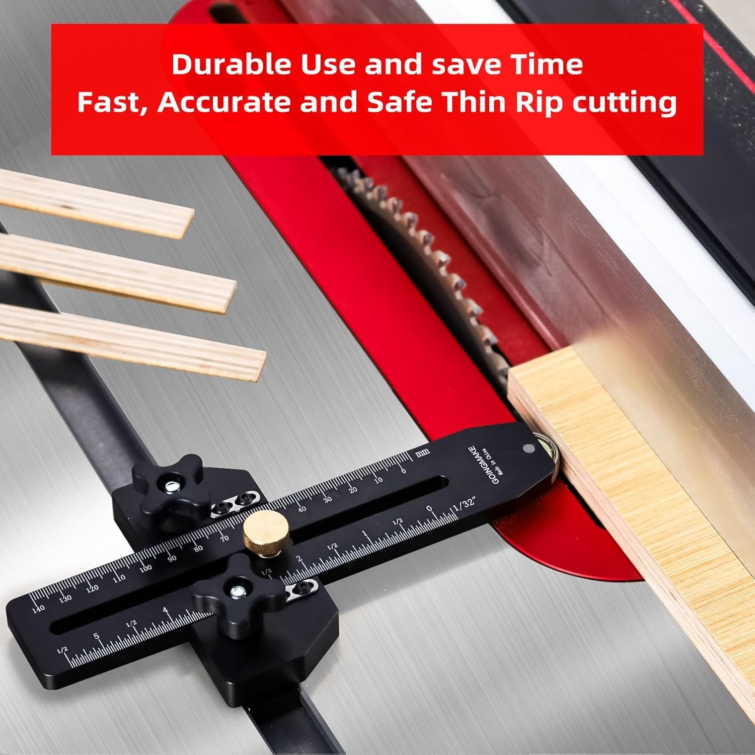 Aluminum Thin Rip Jig for Table & Band Saws – Adjustable for Precision Cuts