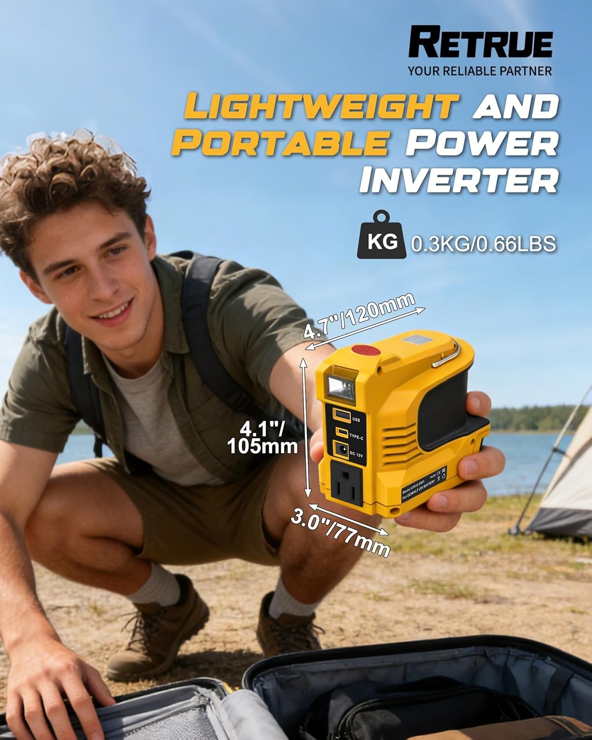2X 220W Power Inverter for DeWalt 20V Max Battery USB-C PD 18W LED Light AC 110V