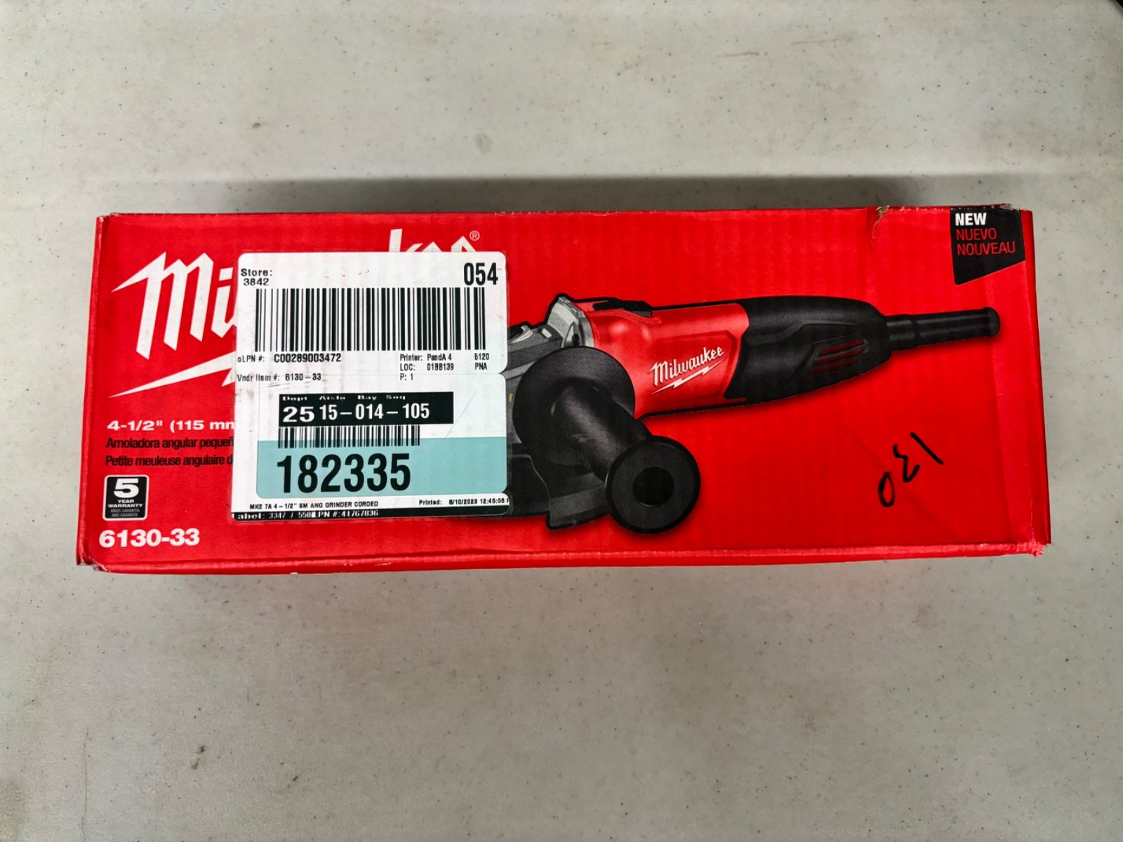 Milwaukee 6130-33 120V Angle Grinder