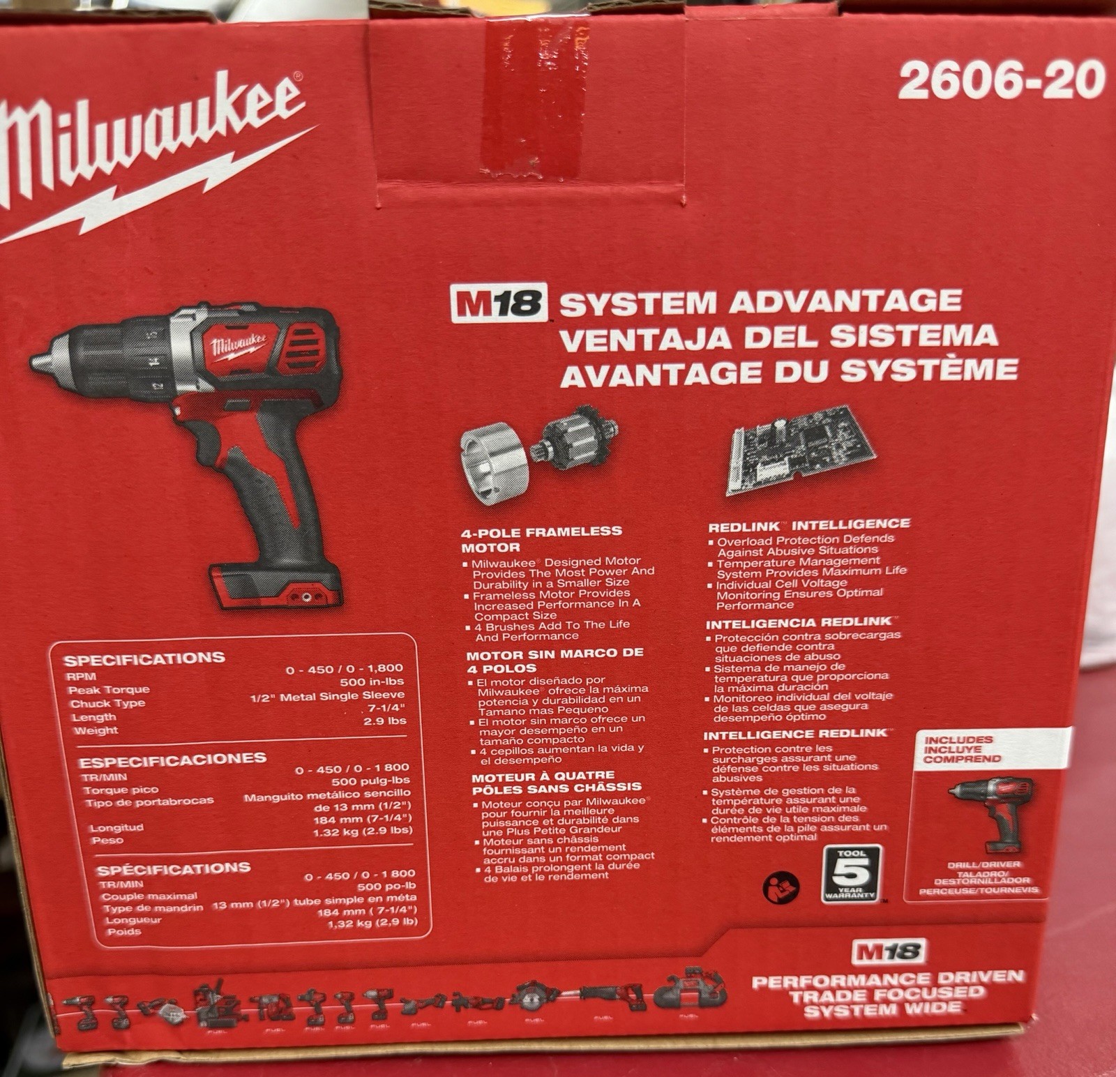 New Milwaukee 2606-20 M18 18V Cordless Compact 1/2&Prime; Drill Driver Tool Only OEM