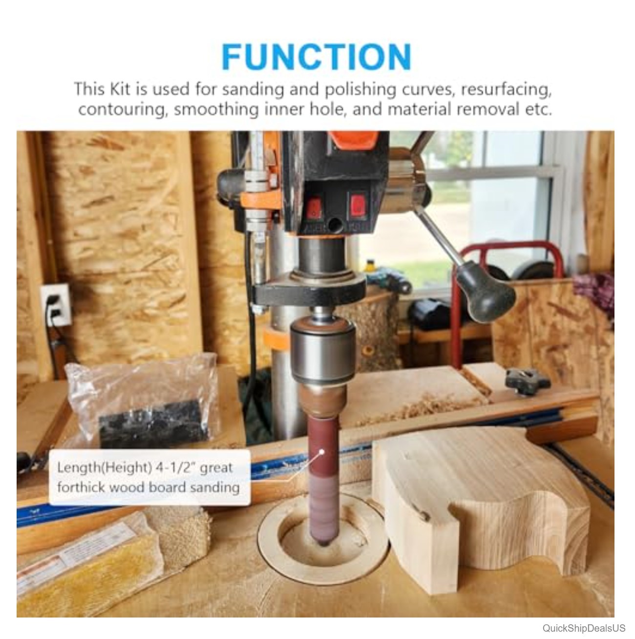 Spindle Sander Adaptor Kit 4-1/2 Inch Rubber Sanding Drums 3 Piece 80 120 Grit