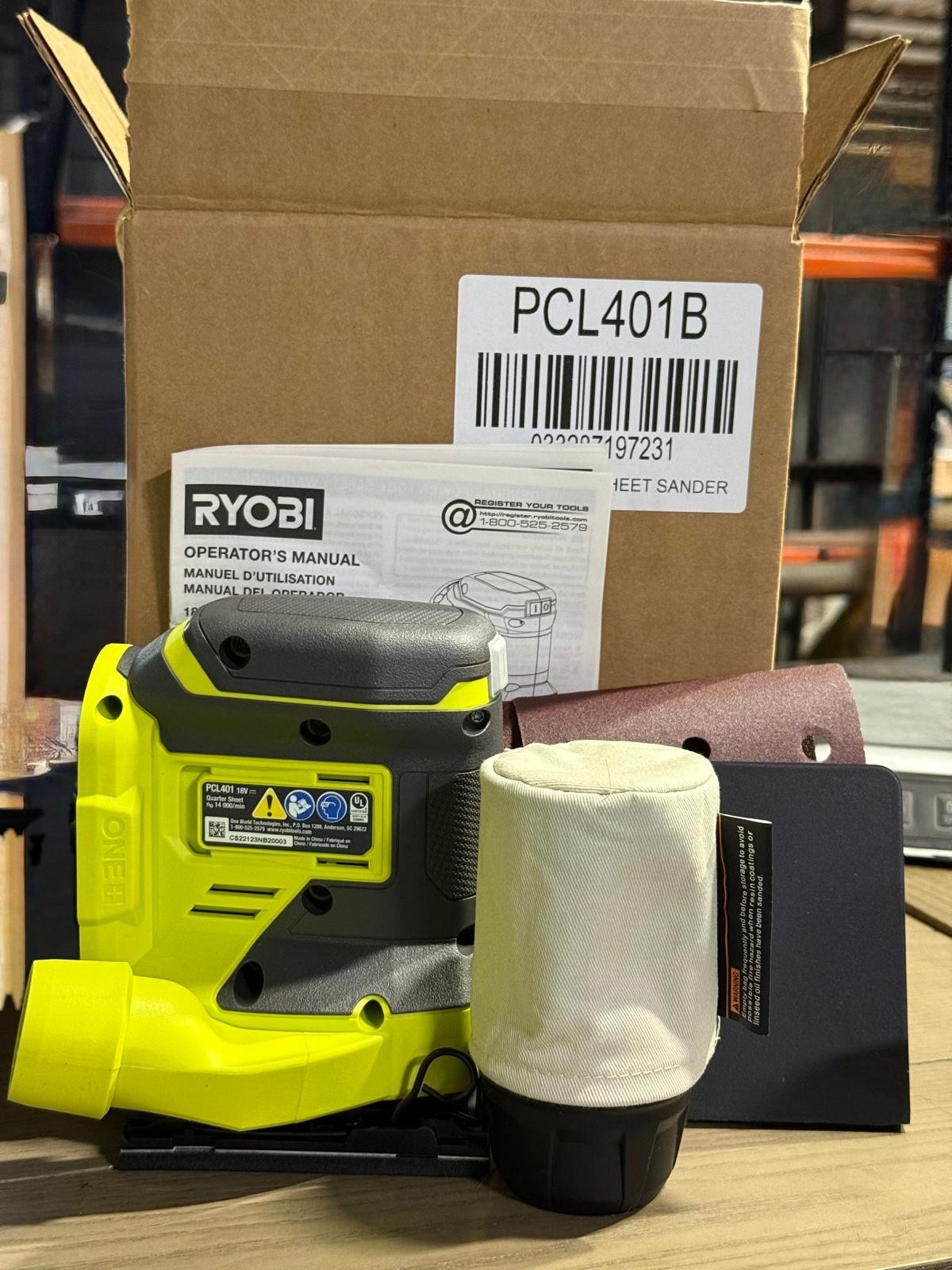 New Ryobi PCL401B – 18V Cordless 1/4 Sheet Sander (Tool Only)