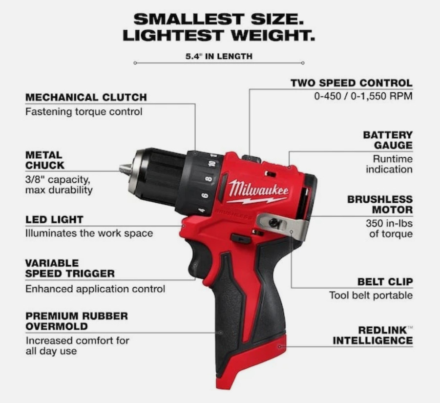 Milwaukee Tool 3494-22 M12 Scpbl 2 Piece Combo Kit, (2) 2.0 Ah