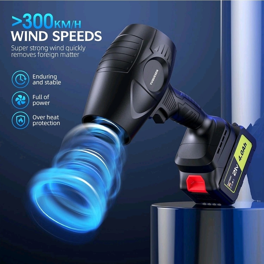 980,000 RPM Cordless Leaf Blower -21V Electric Handheld Leaf Blower with 2×4.0Ah
