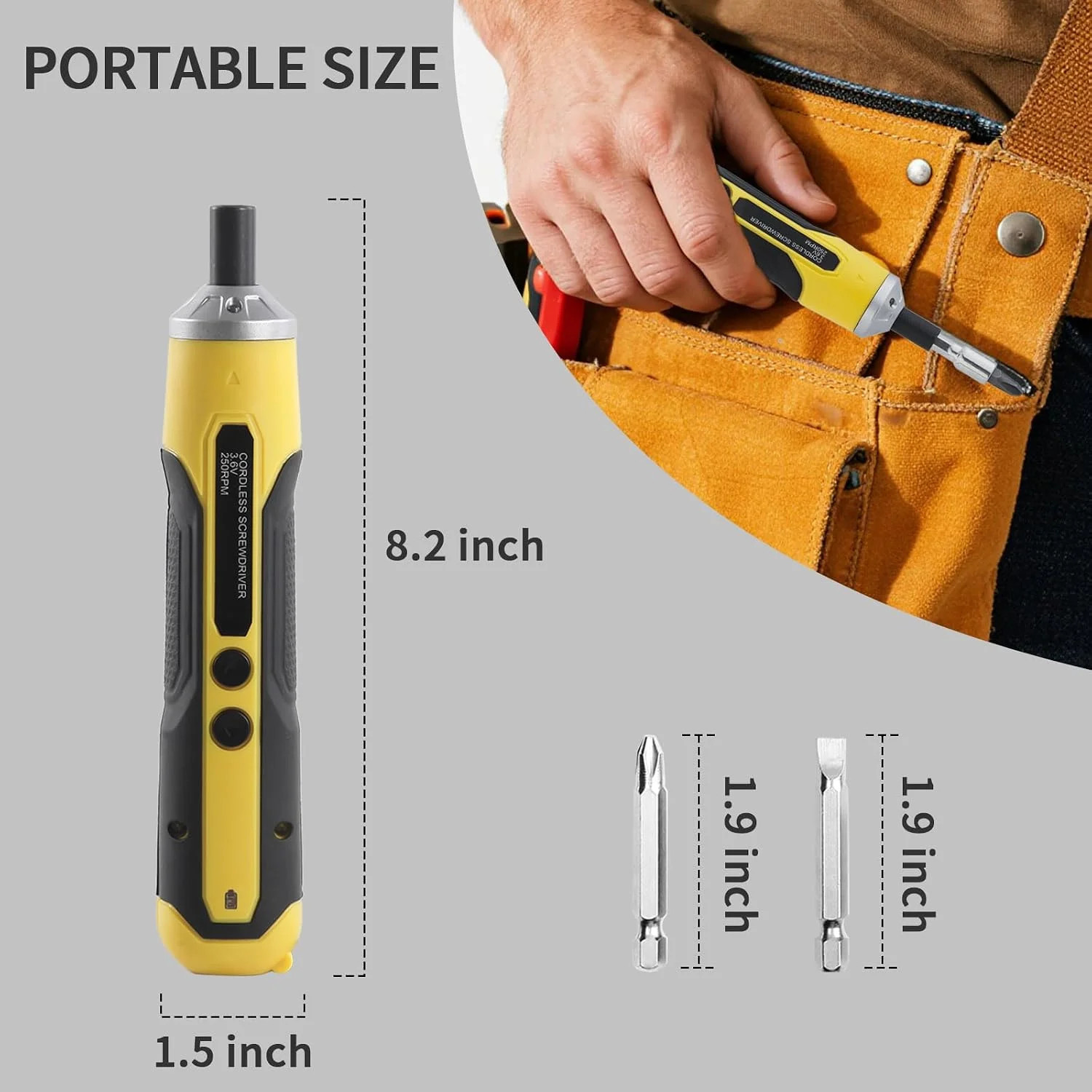3.6V Electric Screwdriver Cordless with USB Charging, LED Light | 3.5N.M Torque,