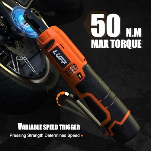 Cordless Ratchet Wrench 3/8 Inch 12V 50N.m 2000mAh 2 Batteries Fast Charger