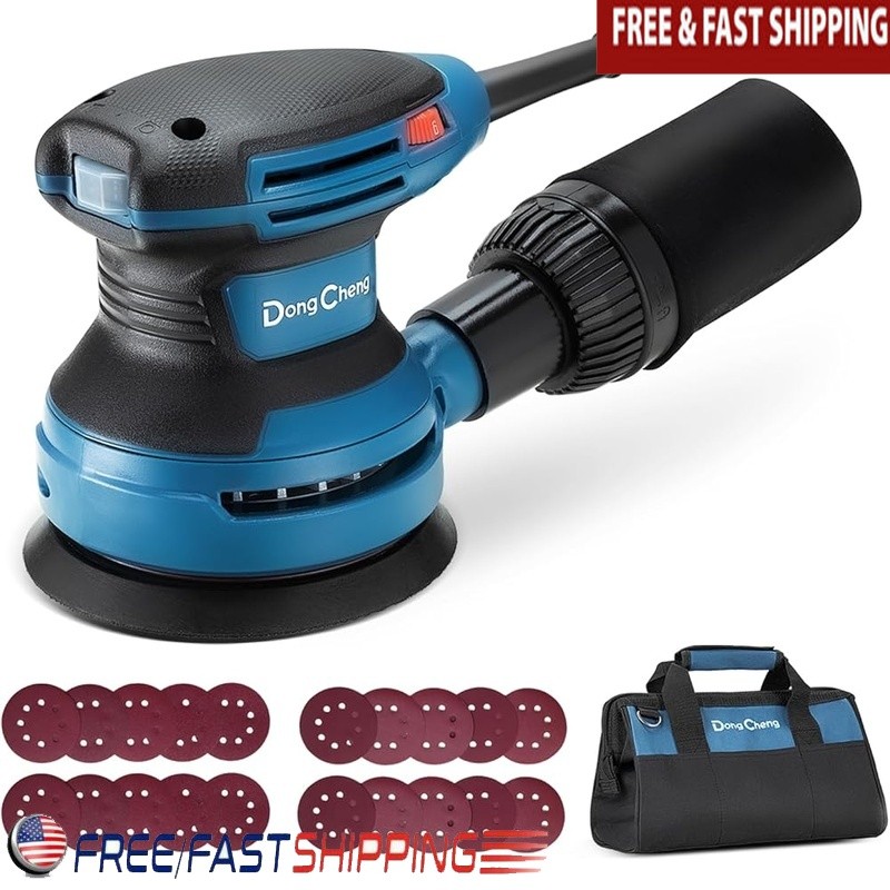 5 Inch Random Orbital Sander 3.2A 12800OPM 6 Speed Dust Collection Sanding New